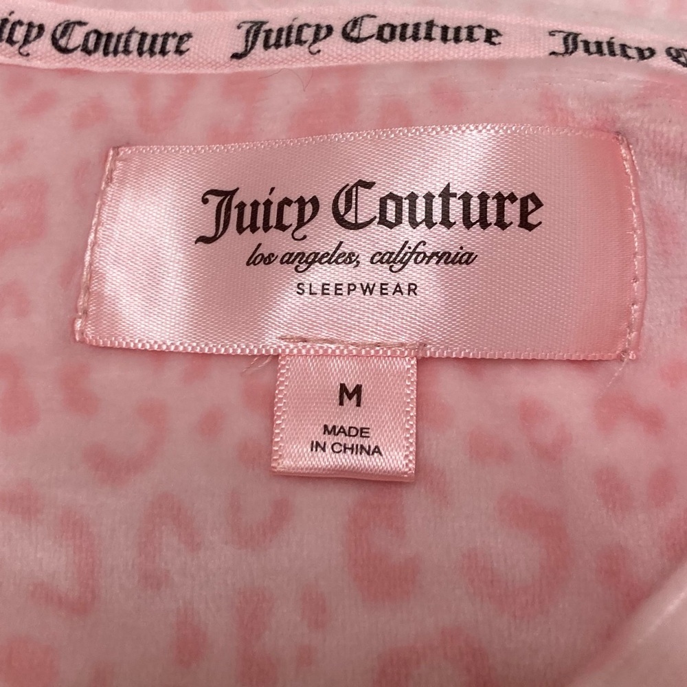 Juicy Couture Two Piece Pink Cheetah Print Velour Sleep Set, Lounge, Size Medium - Picture 5 of 12